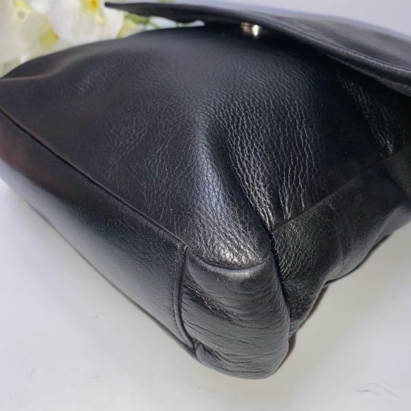 Fossil Flap Leather Messenger Bag Black Medium - Picture 6 of 12